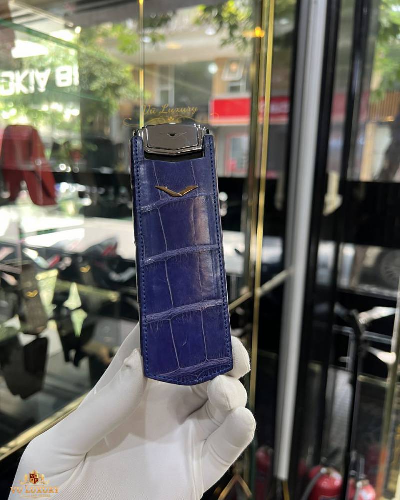 Bao da vertu siganture s da cá sấu xanh navy
