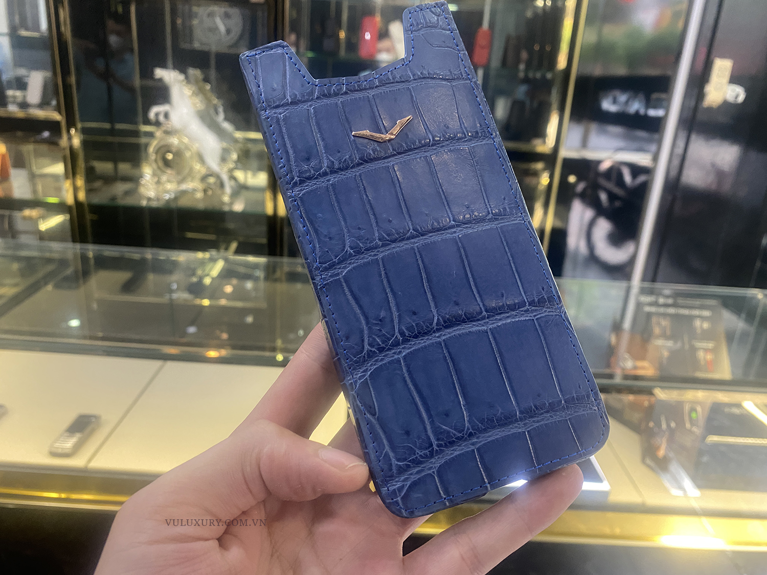 bao da vertu meta xanh navy nhập khẩu pháp