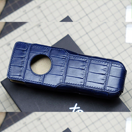 Bao Da XOR Cá Sấu Alligator Xanh Navy Nắp Rút