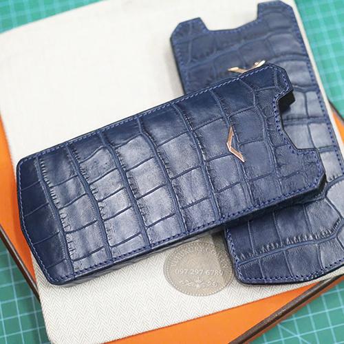 Bao Da Vertu Agent Q Cá Sấu Pháp Xanh Navy
