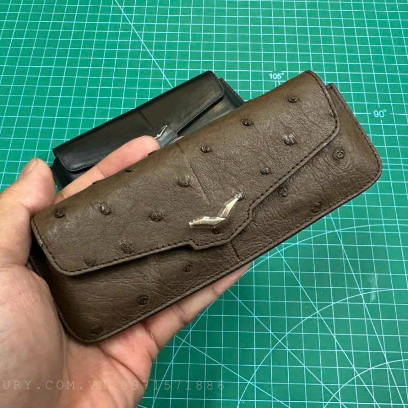 Bao Da Vertu Signature S Da Đà Điểu Nắp Ngang