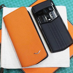 Ốp Lưng Vertu Agent Q Da Bê Cam Gấp Ngang