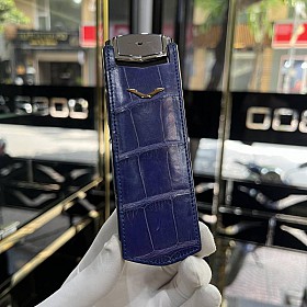 Bao Da Vertu Signature S Da Cá Sấu Xanh Navy